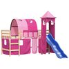vidaXL Letto a Soppalco con Torre Bambini Rosa 90x200cm Massello Pino