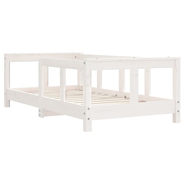 vidaXL Giroletto per Bambini Bianco 70x140cm in Legno Massello di Pino
