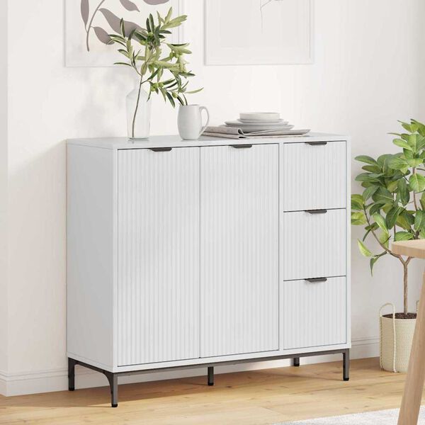 vidaXL Credenza Bianco Lucido 89,5 x 33 x 82 cm Legno multistrato