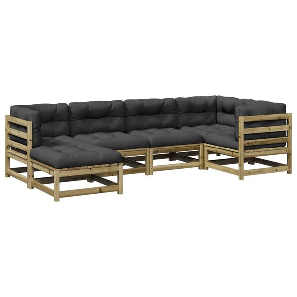 vidaXL Set Divani da Giardino 6pz con Cuscini Legno Impregnato di Pino