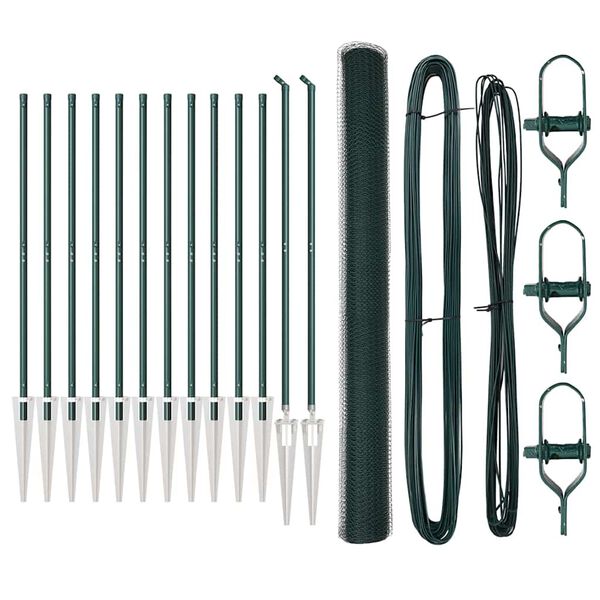 vidaXL Palo della recinzione Verde 25 x 1,5 m (rete da 13 mm) Acciaio