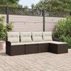 vidaXL Divano da esterno con cuscino 5 pcs Marrone polyrattan