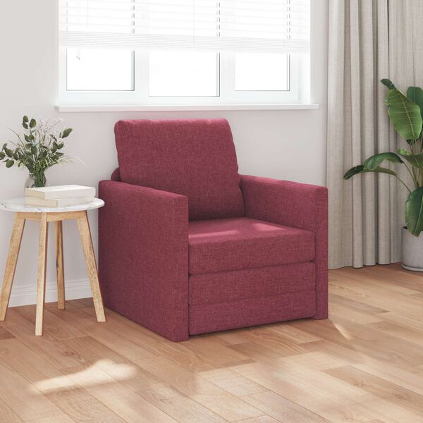vidaXL Divano letto 60cm Rosso Vino Tessuto