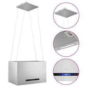 vidaXL Cappa da Cucina ad Isola Sospesa LCD con Sensore 55 cm Acciaio