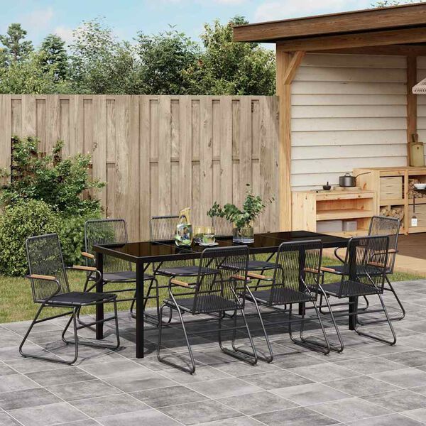 vidaXL Set da Pranzo per Giardino 9 pcs Nero