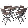 vidaXL Set da Giardino 7 pz Pieghevole in Acciaio e Polyrattan Marrone