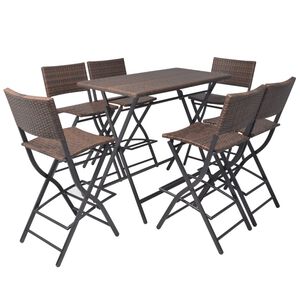vidaXL Set da Giardino 7 pz Pieghevole in Acciaio e Polyrattan Marrone