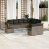 vidaXL Set Divano da Giardino 10 pz con Cuscini Grigio in Polyrattan