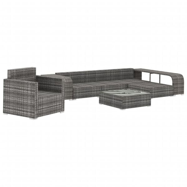 vidaXL Set Divani da Giardino 8 pz con Cuscini in Polyrattan Grigio