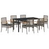 vidaXL Set da Pranzo per Giardino 7 pcs Grigio e Nero Rattan