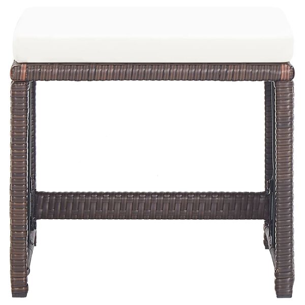 vidaXL Sgabelli da Giardino 4 pz con Cuscini in Polyrattan Marrone