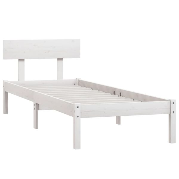 vidaXL Giroletto Bianco in Legno Massello di Pino 90x190 cm Single