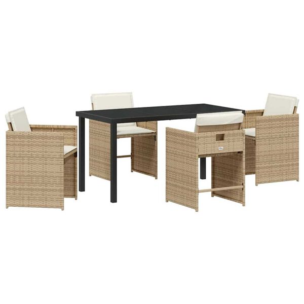 vidaXL Set da Pranzo per Giardino 5 pcs Beige polyrattan