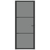 vidaXL Porta Interna 83x201,5 cm Nero Opaco Vetro ESG e Alluminio