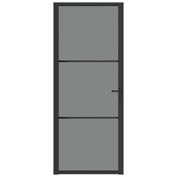 vidaXL Porta Interna 83x201,5 cm Nero Opaco Vetro ESG e Alluminio
