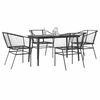 vidaXL Set Mobili da Pranzo per Giardino 5 pz Nero Polyrattan Vetro
