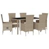 vidaXL Set da Pranzo da Giardino 7 pz con Cuscini Beige in Polyrattan