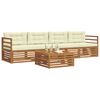 vidaXL Set di divani da esterno con cuscino 5 pcs Naturale e Crema