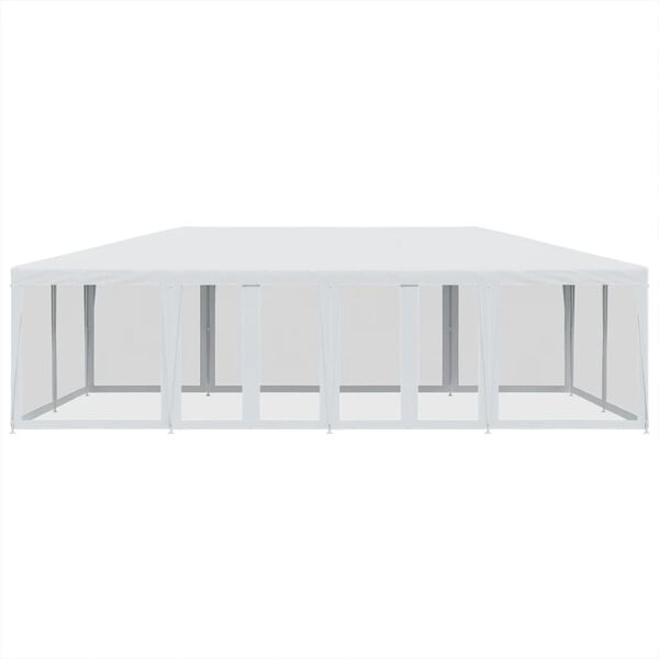 vidaXL Tenda per Feste con 12 Pareti Laterali in Rete Bianco 8x4m HDPE