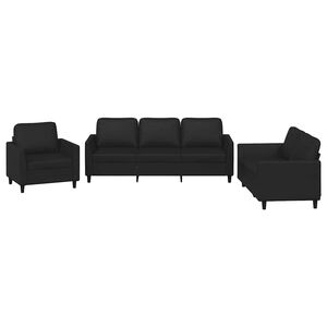 vidaXL Set di Divani 3 pz con Cuscini Nero in Similpelle