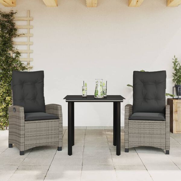 vidaXL Set da Pranzo da Giardino 7 pz con Cuscini in Polyrattan Grigio