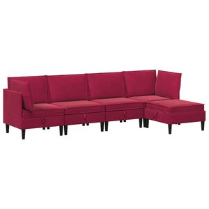 vidaXL Set di mobili per il soggiorno 5 pz Rosso Vino Velluto