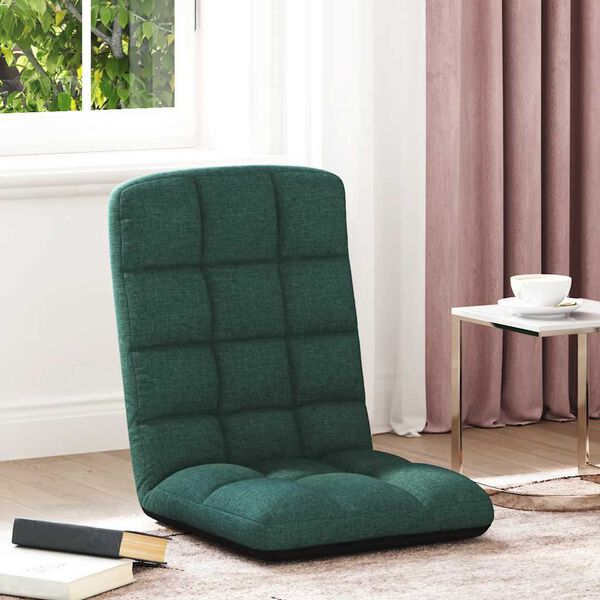 vidaXL Sedia da Terra Pieghevole Verde Scuro 71x51x62 cm in Tessuto