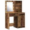 vidaXL Set da tavolo da trucco con LED 2 pz Legno vecchio