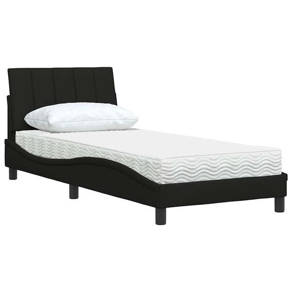 vidaXL Letto con Materasso Hanko Nero 90x190 cm in Tessuto