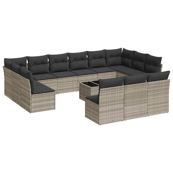 vidaXL Set Divani da Giardino 14pz con Cuscini in Polyrattan