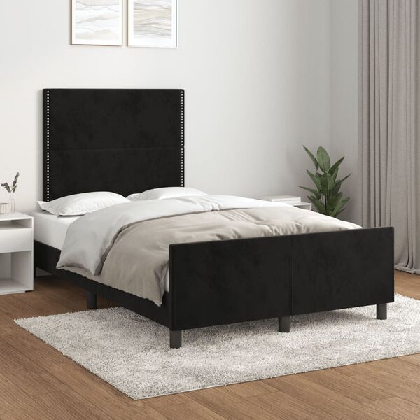 vidaXL Giroletto senza Materasso Nero 120x190 cm Velluto