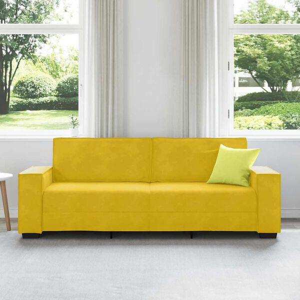 vidaXL Divano a 3 Posti Giallo 220x78x84 cm in Velluto