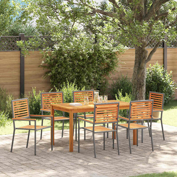 vidaXL Set da Pranzo per Giardino 7 pcs Grigio