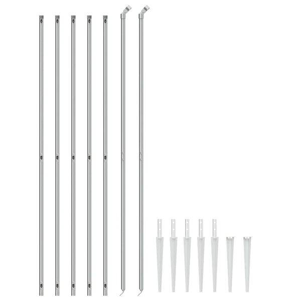 vidaXL Recinzione a Rete con Picchetti Ancoraggio Argento 1,6x10 m