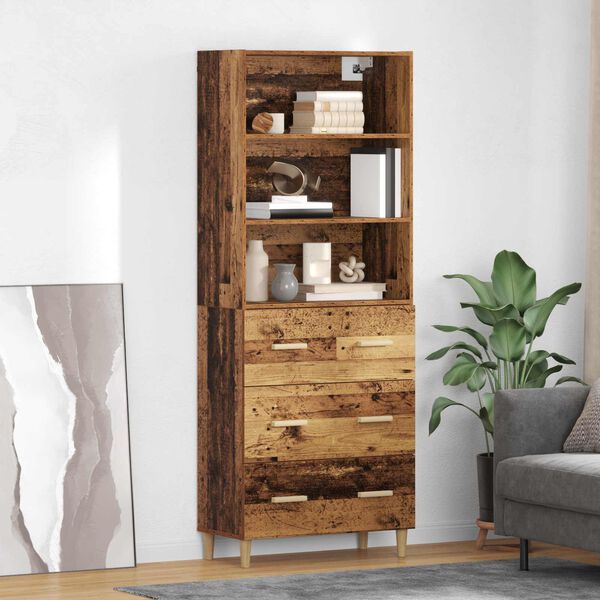 vidaXL Credenza Legno vecchio 69,5 x 32,5 x 180 cm Legno multistrato