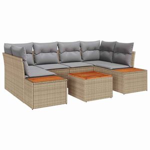 vidaXL Set Divano da Giardino 7 pz Beige Poly Rattan