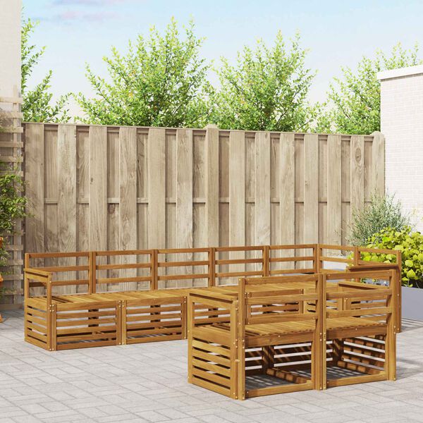 vidaXL Set divani 8 pcs Naturale Legno di Acacia Massello