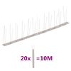 vidaXL Set Dissuasori per Uccelli e Piccioni 20 pz Acciaio 2 File 10 m