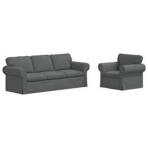 vidaXL Set di divani 2 pcs Grigio scuro 215 x 82 x 80 cm Tessuto