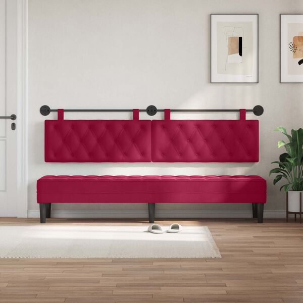 vidaXL Testata appesa Rosso Vino 210 x 55 x 7 cm Velluto