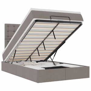 vidaXL Struttura Letto Pouf con Materasso Tortora 120x190 cm Tessuto