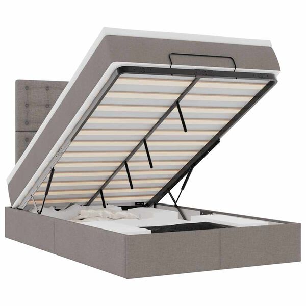 vidaXL Struttura Letto Pouf con Materasso Tortora 120x190 cm Tessuto