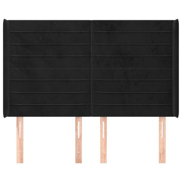 vidaXL Testiera ad Orecchio Nera 147x16x118/128 cm in Velluto