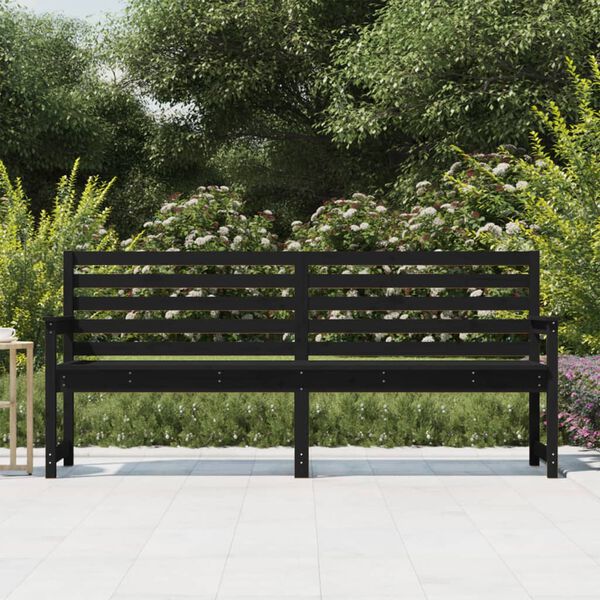 vidaXL Panca da Giardino Nera 203,5x48x91,5 cm Legno Massello di Pino