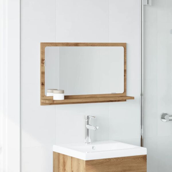 vidaXL Mobile Bagno Specchio Rovere Artigianale 60x11x37 cm Truciolato