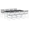 vidaXL Set da Pranzo da Giardino 9 pz con Cuscini Bianco in Textilene