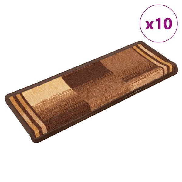 vidaXL Tappetini per Scale Autoadesivi 10 pz 65x21x4 cm Marroni
