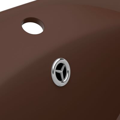 vidaXL Lavabo con Troppopieno Ovale Marrone Opaco 58,5x39cm Ceramica