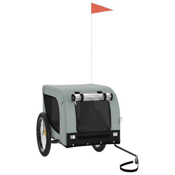 vidaXL Rimorchio da Bici per Animali Grigio e Nero Oxford e Ferro