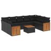 vidaXL Set Divani da Giardino 10pz con Cuscini in Polyrattan Nero